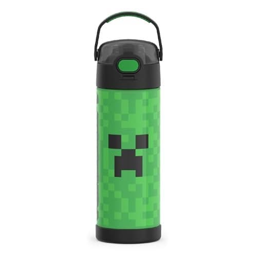 THERMOS FUNTAINER 16 Ounce Stainless Steel Vacuum Insulated Bottle with Wide Spout Lid MINECRAFT