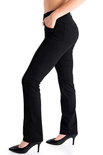 Yogipace4 PocketsBelt LoopsPetite Womens Straight Leg Yoga Dress Pant Work Pants Office Slacks29BlackSize S