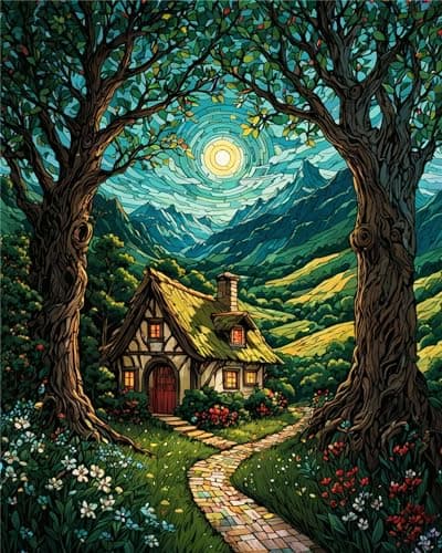 ldazao Landscape Paint By Numbers Kit for Adults Beginner Moon Forest Adult Paint By Number Kits On Canvas Adults PaintByNumber DIY Oil Painting Kits for Gift Wall Decor 16x20 Inch
