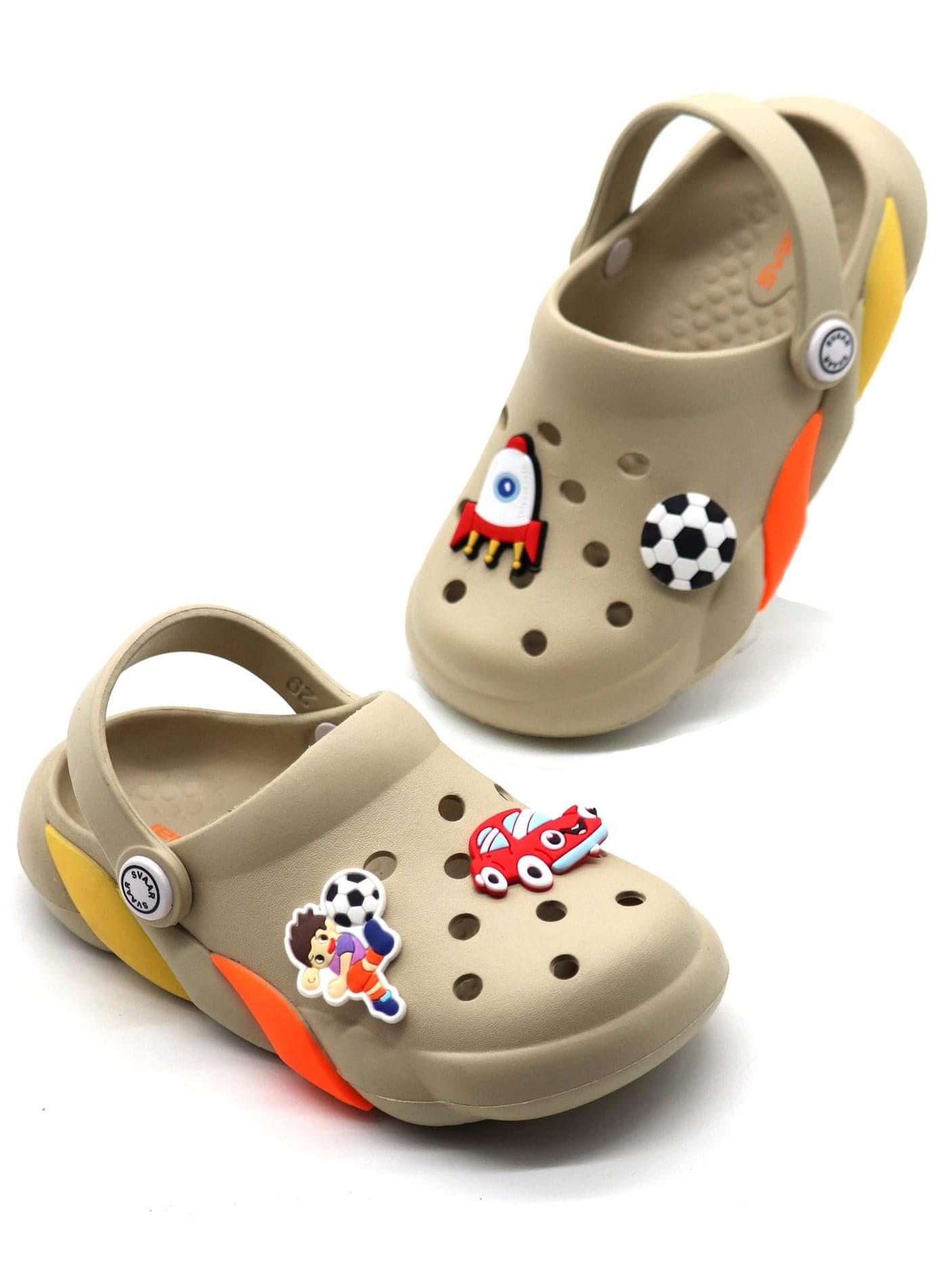 SVAAR Slingback Clog Shoes for Boys & Girls || Indoor & Outdoor Sandals Clogs for Kids with 4 Cartoon Charm