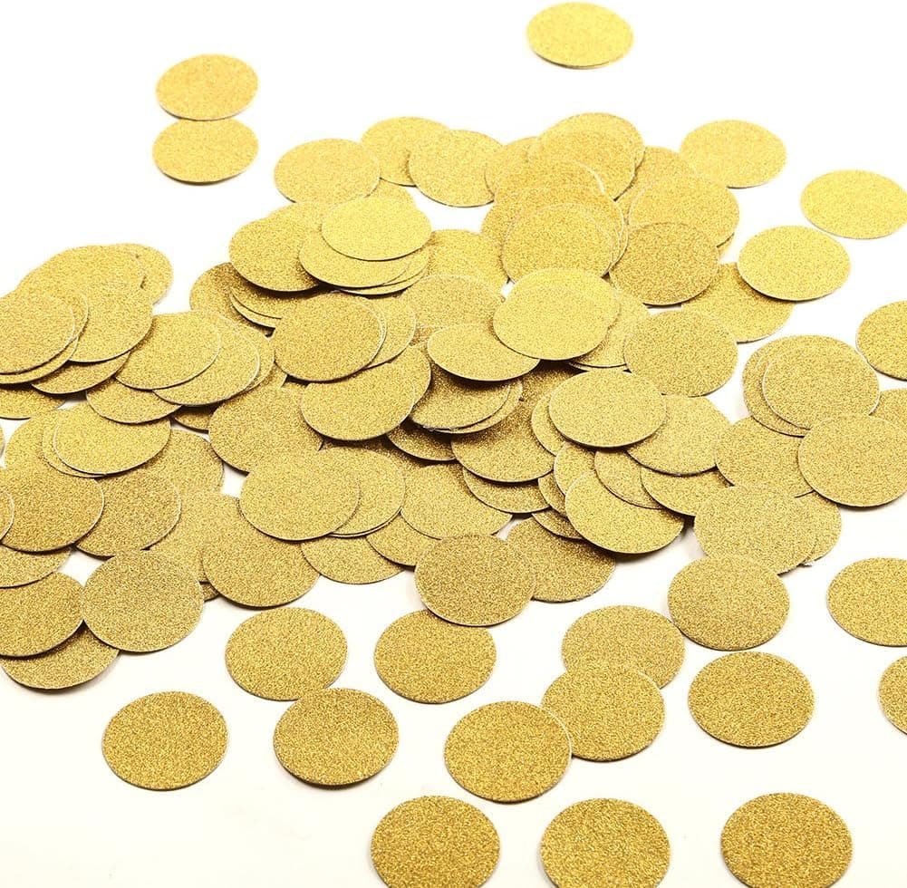 SVM CRAFT® (circle), Glitter Confetti Circles Wedding Party Decor and Table Decor, 1.2’’ in Diameter (glitter gold,200pc)