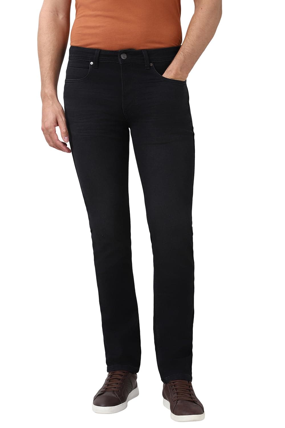 Peter England Men Black Light Wash Jeans
