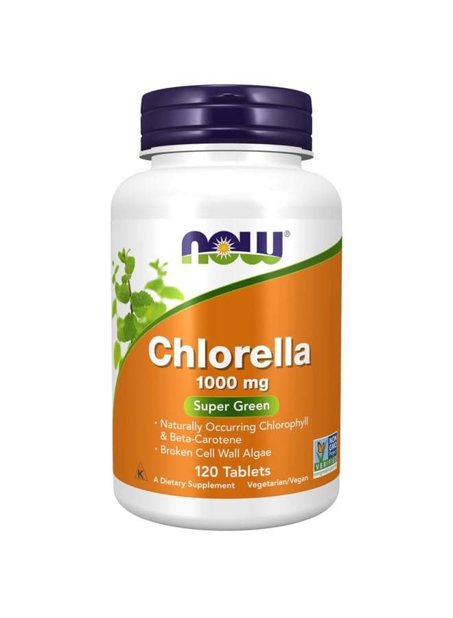 Supplements, Chlorella 1000 mg with naturally occurring Chlorophyll, Beta-Carotene, mixed Carotenoids, Vitamin C, Iron and Protein, 120 Tablets