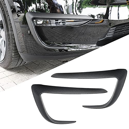 Wocch for Tesla Model Y Front Fog Light Trim Cover Fog Lamp Frame Blade Trim Eyebrow Spoiler for Tesla Model Y 2019 2020 2021 2022 2023 2024 ABS Matte Carbon Fiber