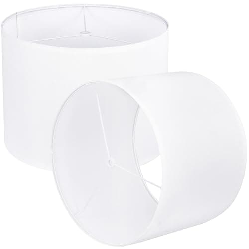 White Lamp shades Set of 2, Drum Tall LampShades 13" Top x 13" Bottom x 10" Height, Lamp Shades for Table Lamps & Floor Lamps & Bedside Lamps Replacement, Natural Linen Lampshades Easy Assembly