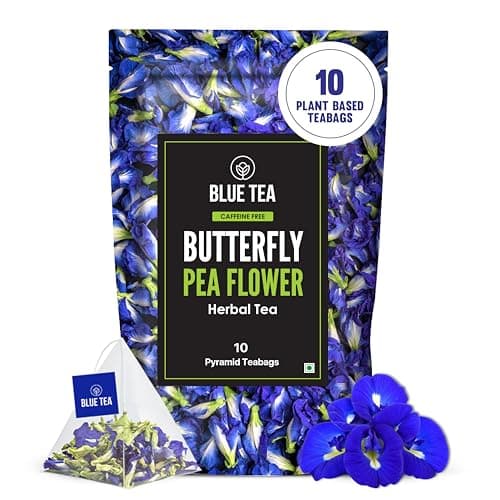 BLUE TEA Butterfly Pea Flower Tea 10 Count Pyramid Plant Based Tea Bag ANTIOXIDANT RICH Flower Based Detox Tea Herbal Tea Caffeine Free NonBitter Zipper Pack