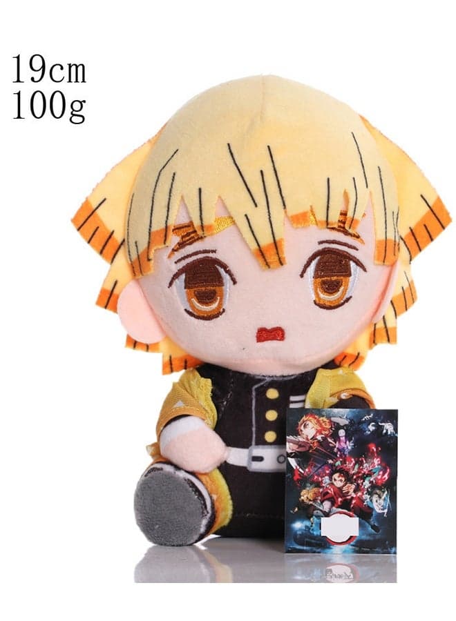 Demon Slayer - Iwabuchi Zenitsu Plush Doll, 19 cm - A Sweet Item for Birthday Giving and Decorating Bedroom, Living Room, Desk Areas, Plus an Office Relaxation Toy