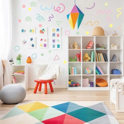200 PCS Pastel Abstract Geometric Wall Decals 10 Sheets Peel Stick Removable Vinyl Wall Stickers Mixed Size Shapes 1857 in for Nursery Kids Room Bedroom Playroom Modern Home Decor