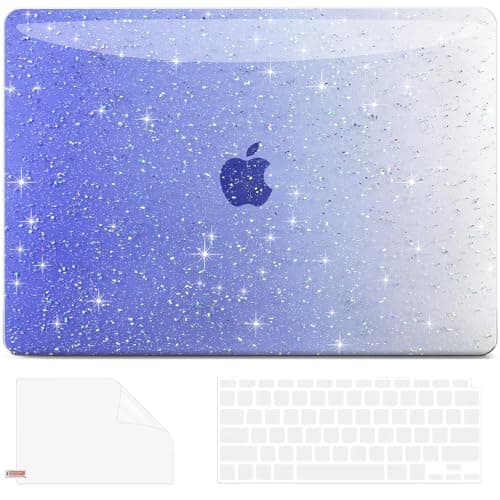 AKIT Compatible with MacBook Pro 13 inch Case M2 A2338 2026 2025-2016 M1 A2251 A2289 A2159 A1989 A1708 A1706, Glossy Glitter Hard Shell Laptop Case&Keyboard Cover&Screen Protector Film, Gradient Blue