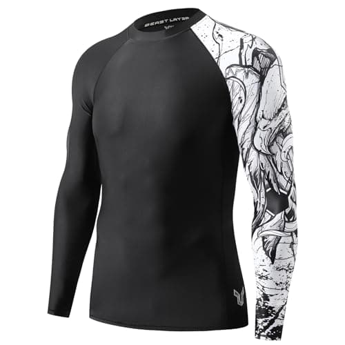 HUGE SPORTS Men's Long Sleeve Rash Guard UPF 50+ UV Sun Protection Tee Quick Dry Swimming Shirts