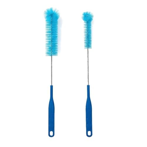 15.5 Inch Long Bottle Brush with 360° Rotating Head - Soft Bristles for Washing Glass, Narrow Neck Bottles, Wine Bottles, Vase, Hummingbird Feeder, Dishwasher Hose & Aquarium Tube, 2 Pack