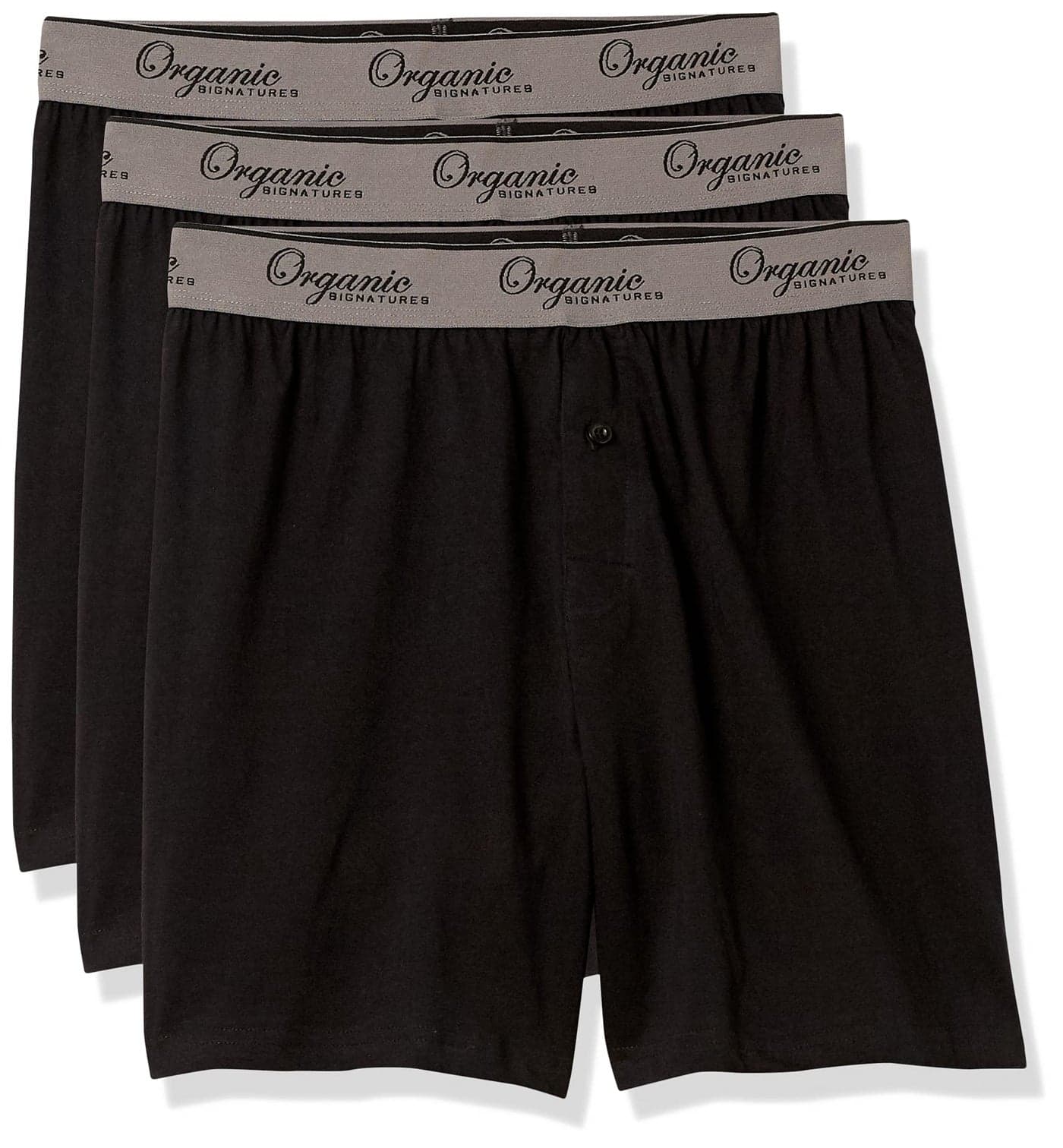 Organic Signatures Mens Boxers 100 Organic Cotton Soft Boxers for Men 3Pack Size Large Black