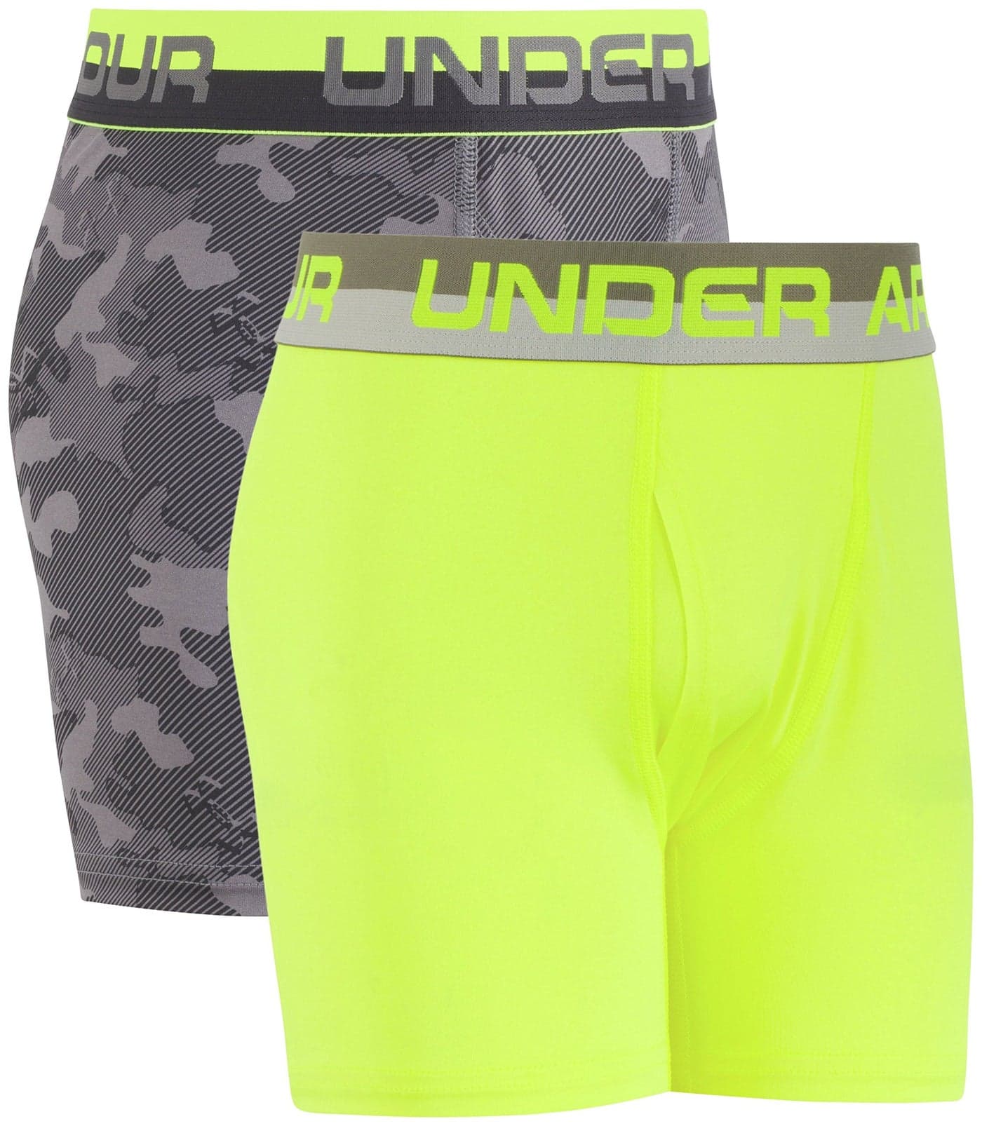 Under Armour Boys' Big Performance Boxer Briefs, graphite/yellow, YLG