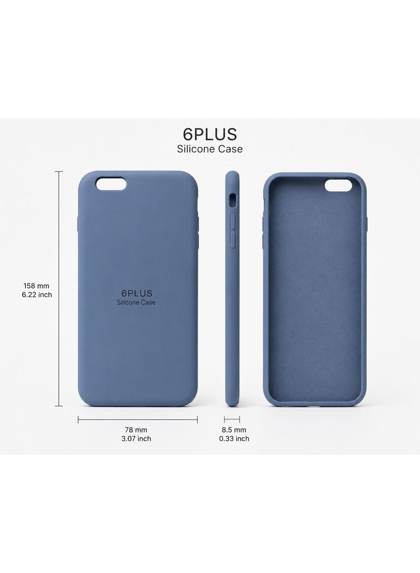 iPhone 6 Plus / 6S Plus Blue Silicone Case with Camera Lens Protection, Soft TPU Protective Back Cover, Slim Shockproof Phone Case