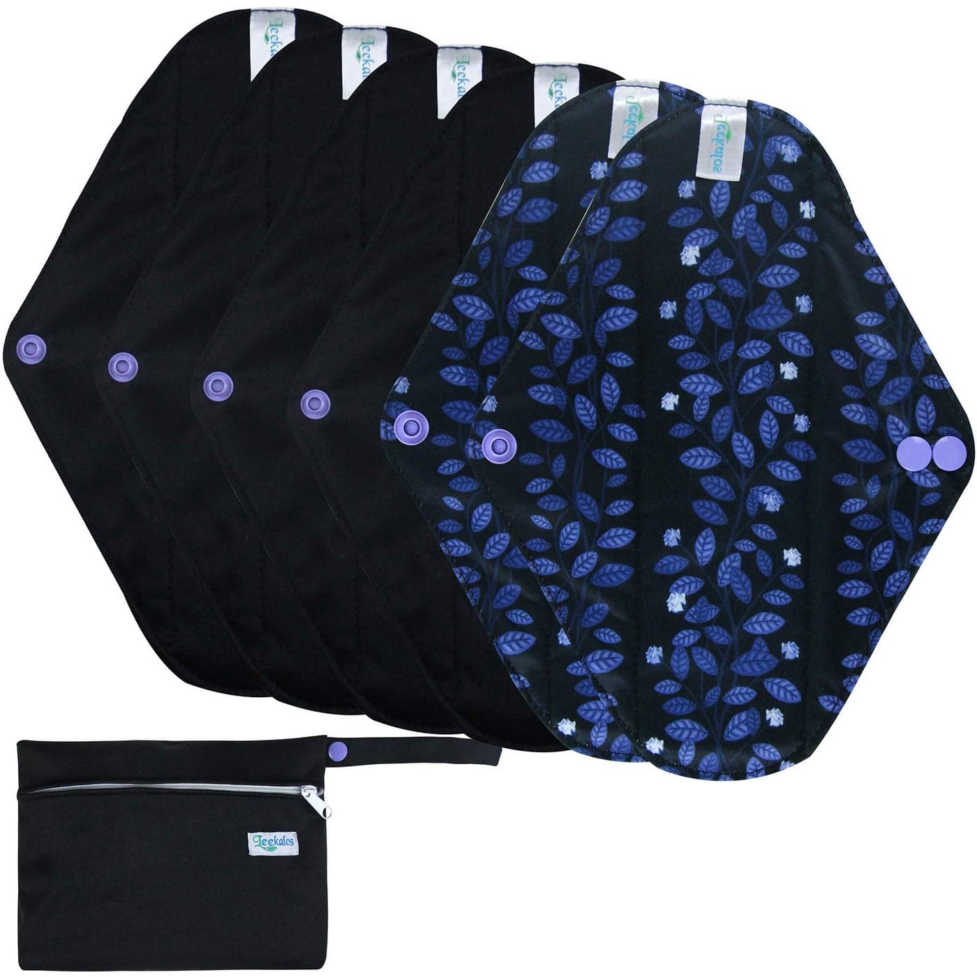 Leekalos Reusable Menstrual Pads Bamboo Menstrual Cloth Pads Light Incontinence Pads Reusable Sanitary Pads Pack of 6 1 Cloth Mini Wet Bag