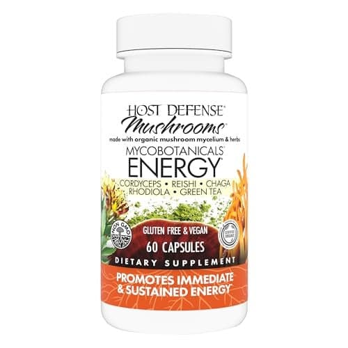 Host Defense MycoBotanicals Energy Capsules Energy Respiratory Support Supplement Herbal Green Tea Capsules Respiratory Supplement with Cordyceps Reishi Chaga 60 Capsules 30 Servings