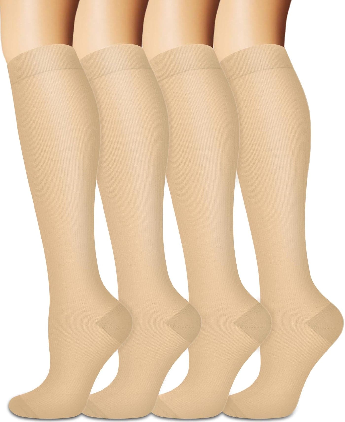 Sooverki Compression Socks for Women and Men Circulation (4 Pairs) is Best Support for Running Athletic Cycling Hiking Nude Gift for Her