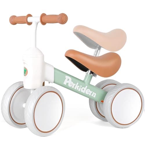 PerKidern Baby Balance Bike for 13 Year Old Boys Girls 1236 Month Toddler Balance Bike 4 Wheels Baby Bike Toddler First Birthday Gifts Green