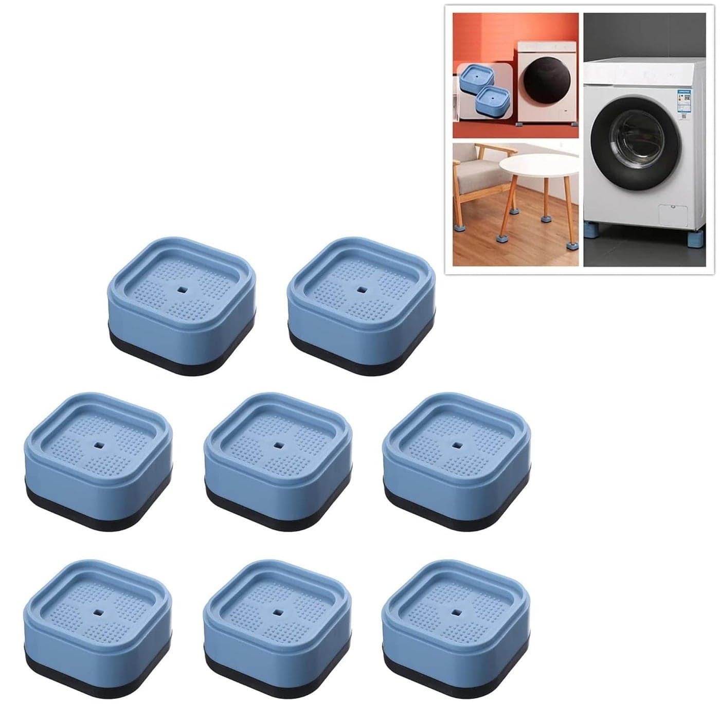 YELONA Heavy Duty Adjustable Bed Risers Furniture Lifts for Beds Tables Refrigerators Washing Machines Anti Vibration NonSlip Noise Cancelling Set of 8