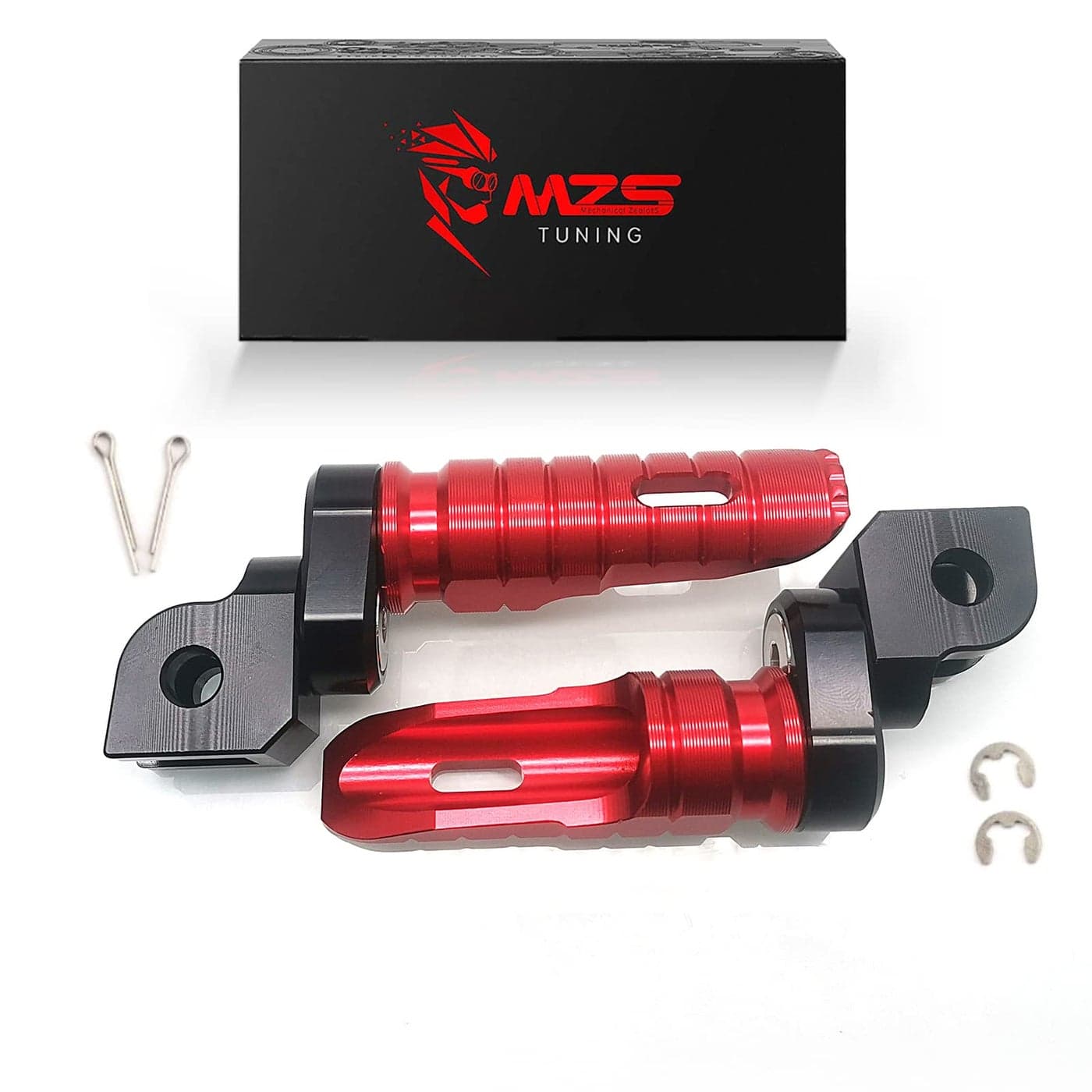 MZS Motorcycle Foot Pegs Double Adjustable Front Rider Footpegs Footrest Rest Pedal Red Compatible with GSXR 600 750 1000 GSX250R GSXS750 GSXS1000 GSXS1000F GSF1250 GSX650 SV650 SV1000 DL650 DL1000
