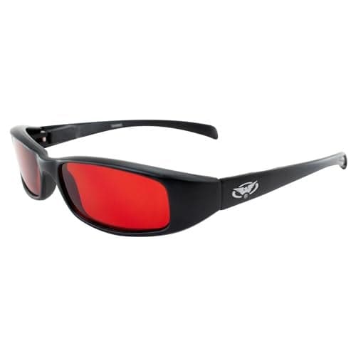 Global Vision New Attitudes Stylish Sunglasses Black Frame w/Red Lenses and Spring Hinges