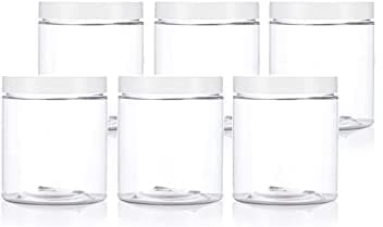 Aromatic Bakefat India 12 Pack Clear Plastic Storage Favor Jars Wide-Mouth Plastic Containers with Lids for sprinkles and edibles-transparent white-100 gram storage capacity