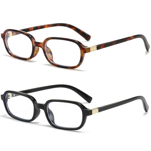 Breaksun Retro Rectangle Glasses for Women Men Small Square Blue Light Blocking Glasses Vintage Eyeglasses (Tortoise+Black)