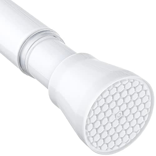 MEXAU Shower Curtain Rod 45-77 Inch White Shower Rod 7/8" Tension Curtain Rod Adjustable Curtain Rods No Drilling Shower Tension Rod Shower Curtain Tension Rod for Bathroom Windows Doorways