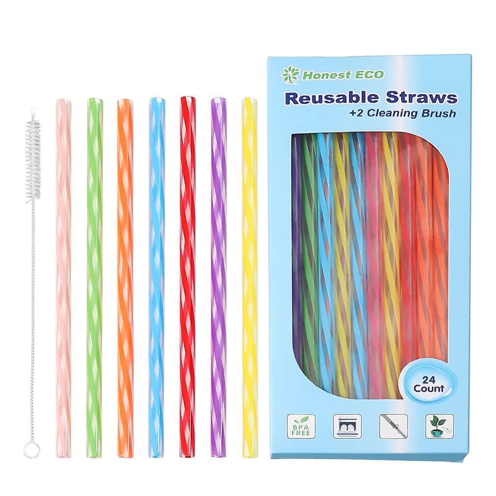 Honest ECO Reusable Stirrer Straws Cleaner Brush Short Assorted Color Plastic Kit for Milk Juice Coffee Smoothies Cocktail Kids 24 Count75in