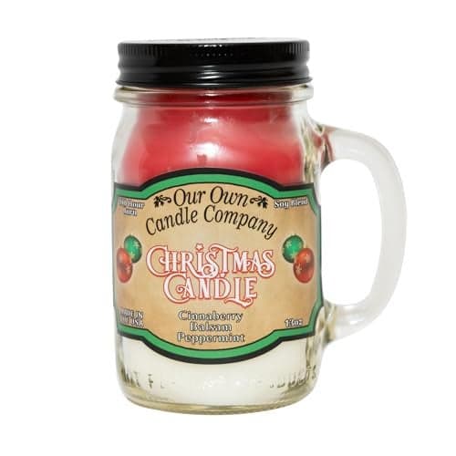 Our Own Candle Company, Christmas Triple Scented Mason Jar Candle, 100 Hour Burn Time, 13 Ounces