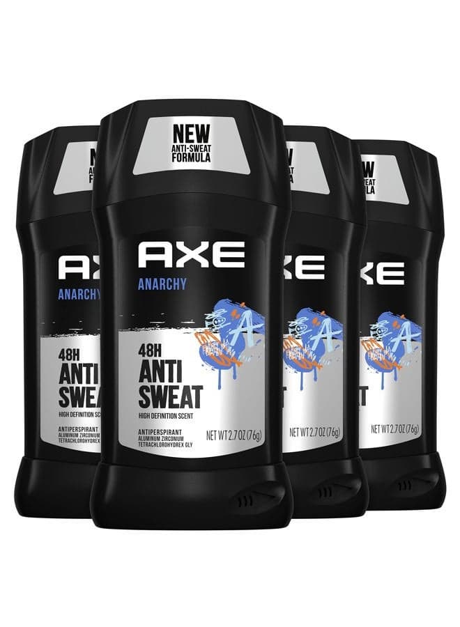 Antiperspirant Stick For Men 48 Hour Sweat and Odor Protection For Long Lasting Freshness, Anarchy Dark Pomegranate And Sandalwood Men's Deodorant 2.7oz 4 Count