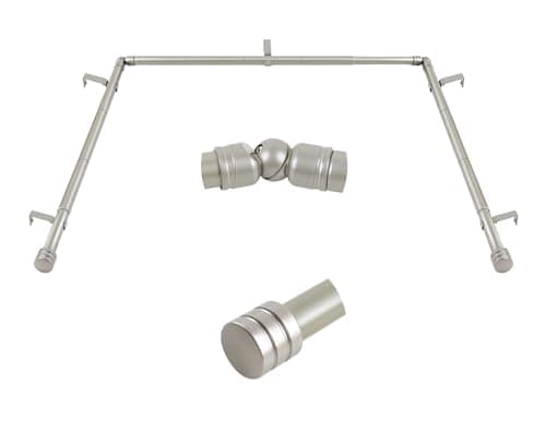 Bay Window Curtain Rods, HOTOZON 7/8 Inch Heavy Duty Curtain Rods for Bay Windows 48-84 Inch(Center Rod), 32-58 Inch Side Rods for Windows, Decorative Drapery Rod with End Cap Finials, Antique Silver