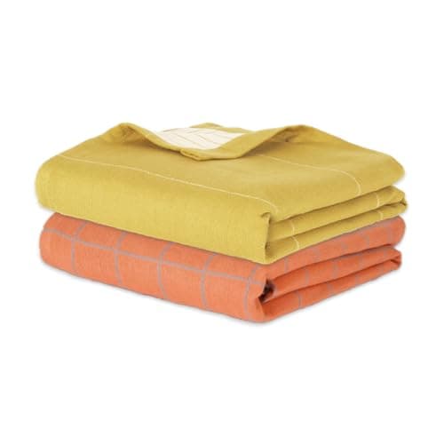 Doctor Towels, Banana Double Cloth Bath Towel, Super Soft & High Absorbency Towels for Sensitive Skin, Quick Dry Towels for Bath Large Size, Bath Towels for Men, Women,Pack of 2-Orange & Gold