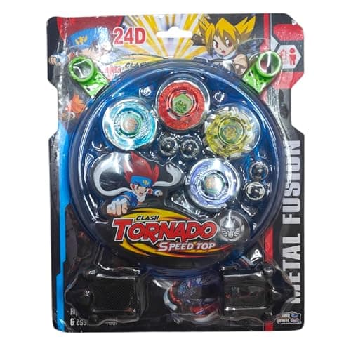 Metal Speed Top Battle Set, 4 Spinning Tops with Launchers, Metal Fusion Combat Game, 24D for Kids Boy and Girl Birthday Christmas Return Gift for Little Ones Age 3+ 4+ 5+ 6+ 7+