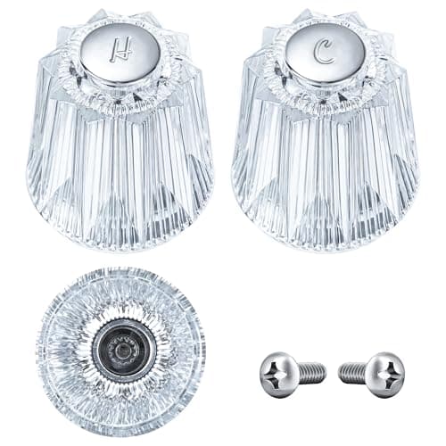 Enhon Shower Faucet Handle Replacement, Compatible with Price Pfister Contessa and Windsor Tub and Shower Faucets, Hot and Cold Knob Replacement, Clear Acrylic (2 Piece)