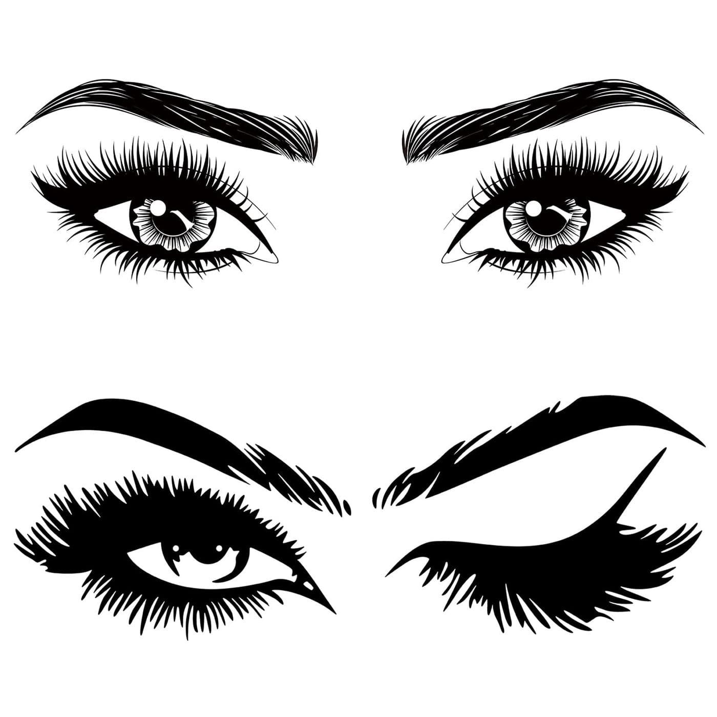 2 Pieces Eyes Wall Decal Big Eyes Wall Stickers Fashion Eyelash Sticker Women Beautiful Decals Decor for Living Room Bedroom Classic Styles