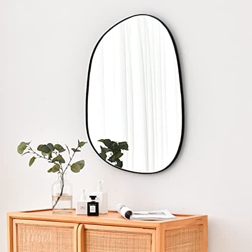 ELEHUME Asymmetrical Wall Mirror for Decor 175225 Modern Black Framed Wall Mirror for Living Room Bathroom Bedroom Entryway ELESTOU0066B