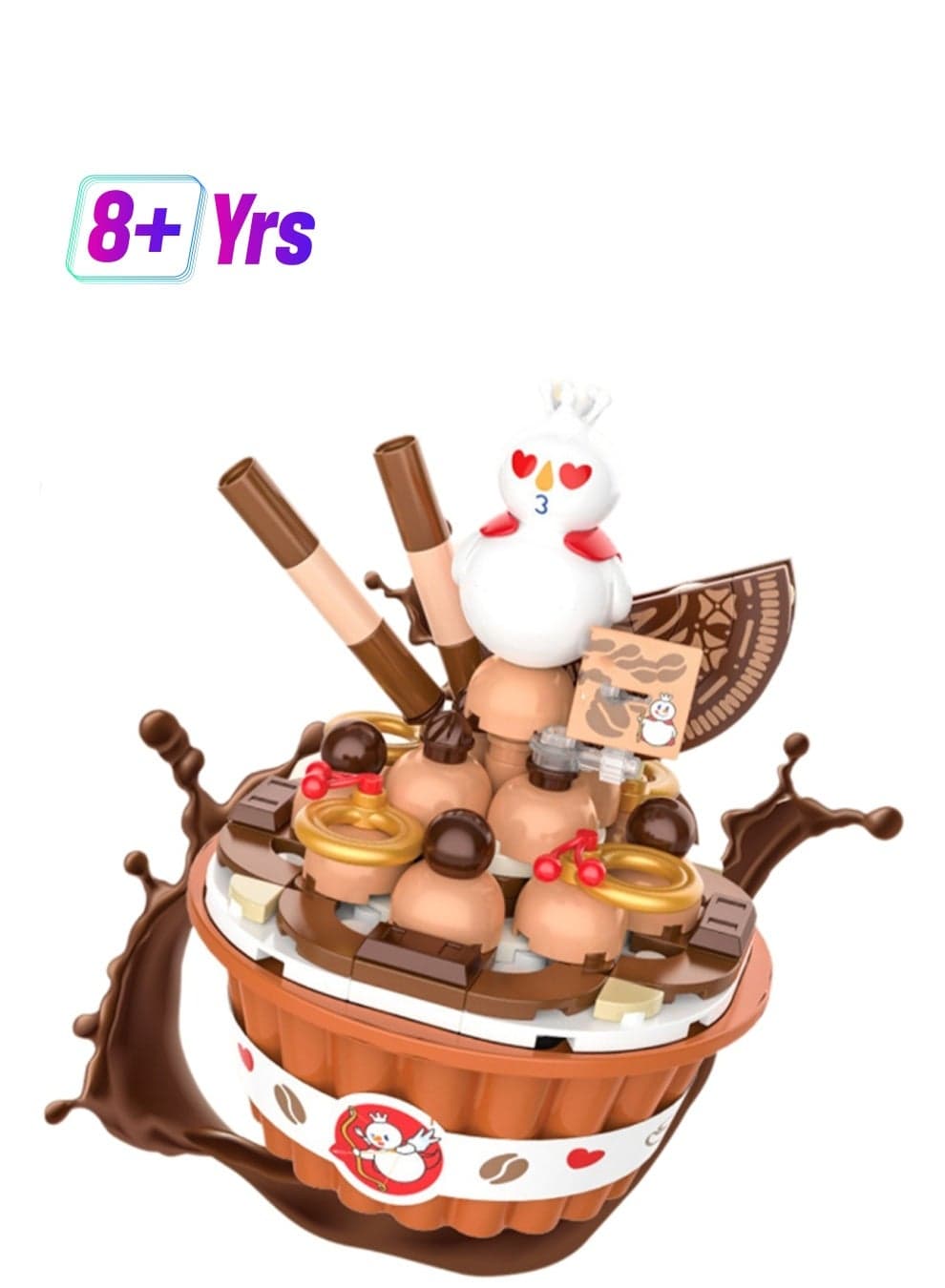 Chocolate Ice Cream Model Set Building Blocks Creative Diy Simulation Collection Building Assembly Toys Children Adult Home Decoration