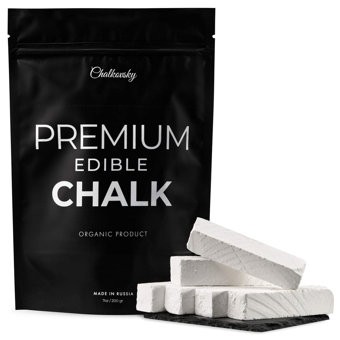 Chalkovsky Premium Edible Chalk Natural Chalk for Eating Crunchy Belgorod Chalk Chunks Russian Organic Chalk for Bone Strength Zero Additives No Impurities White 7oz 200g