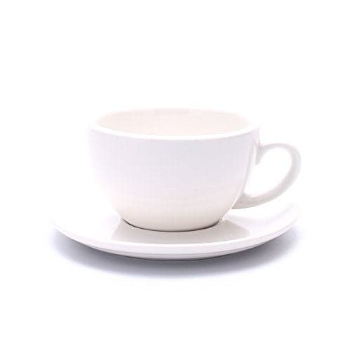Coffeezone Porcelain Speciality Coffee Cup and Saucer, Small Cappuccino and Double Espresso, New Bone China for Coffee Shop and Barista (Glossy White, 5 oz)