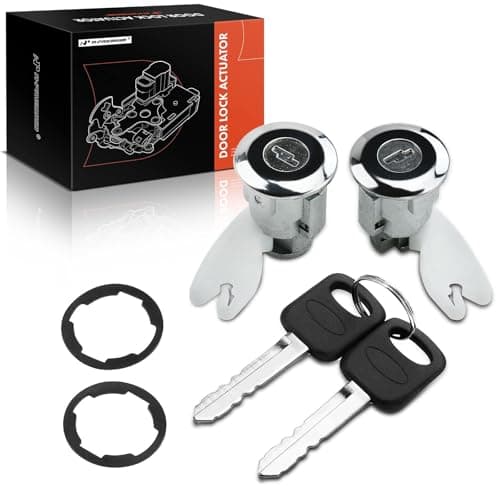 A-Premium Door Lock Cylinder & Keys Set Compatible with 1992-2004 Ford F-150 F-250 F-350 F-450 F-550 F-650 F-750 F-800 Econoline Club Wagon Super Duty Explorer Ranger & More, Door Lock Cylinder Kit