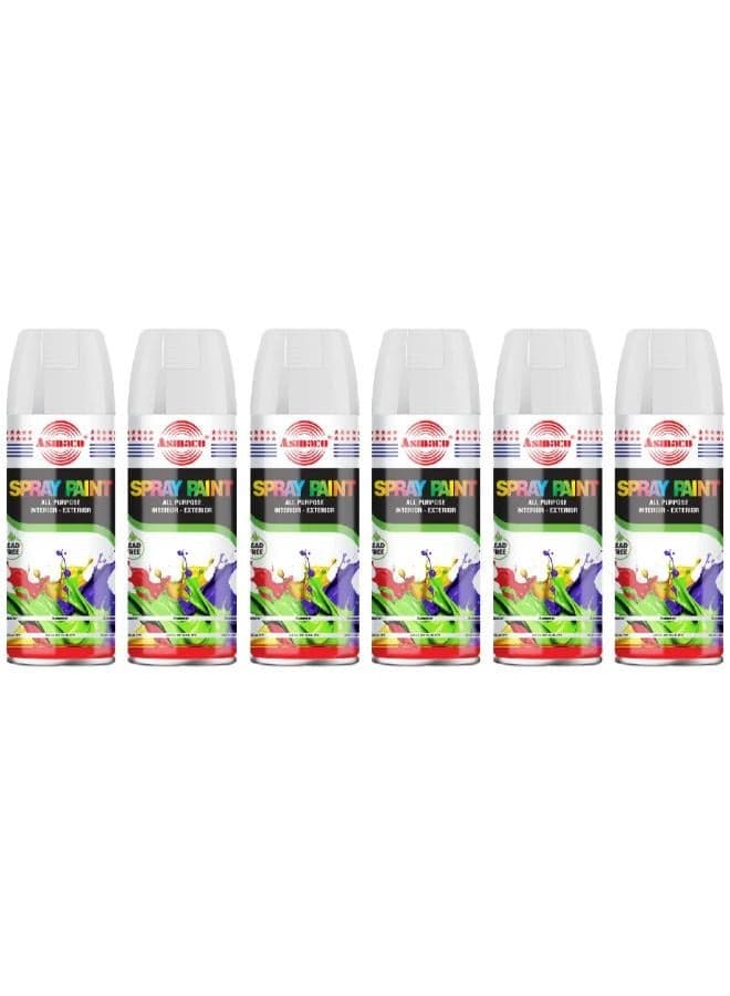 Asmaco Spray Paint - Matt White - 400 Ml - Set of 06