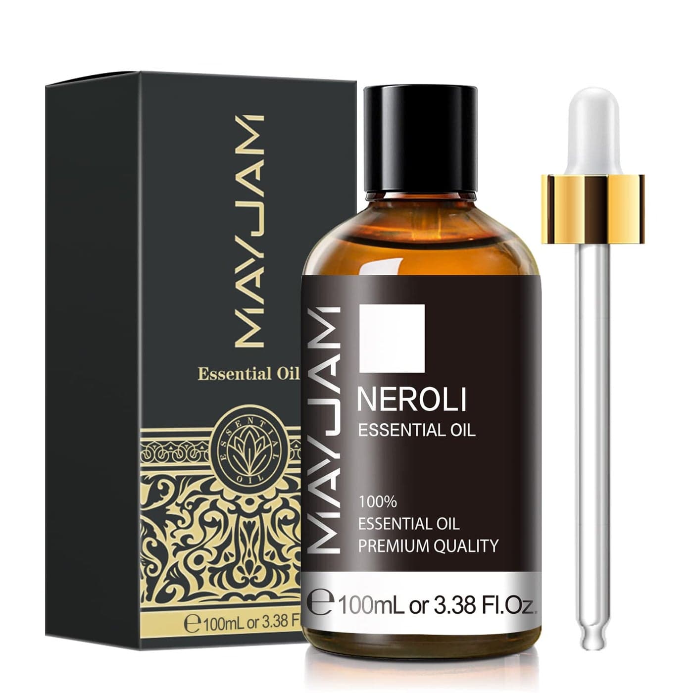 Neroli Essential Oil, MAYJAM Pure Essential Oils for Diffusers, 3.38FL.OZ/100ML Large Volume Neroli Oil with Premium Glass Dropper