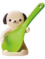 Torune Bento Rice Paddle Spoon with Dog Shaped Holder 1 Piece Green Polypropylene Acrylonitrile Butadiene Styrene