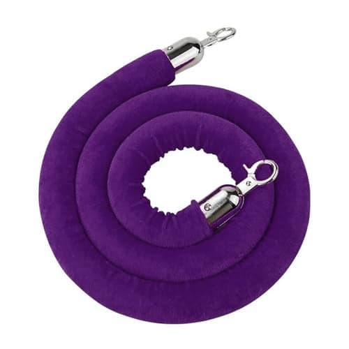 5 Feet Purple Velvet Hanging Ropes with Silver Polished Hooks Crowd Control Stanchion Ropes fit for Movie Theaters,Church,Restaurants,Hotels,Grand Openings, Concert venues, Trade Shows (1PCS)