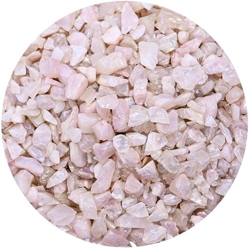 Certified Angel Aura Rose Quartz Crystal Raw Chips - 50 Grams Crystal Stones for Pooja Supplies Vastu Crystal Grids, Meditation, and Healing Practices - Chakra Balancing and Protection Stone