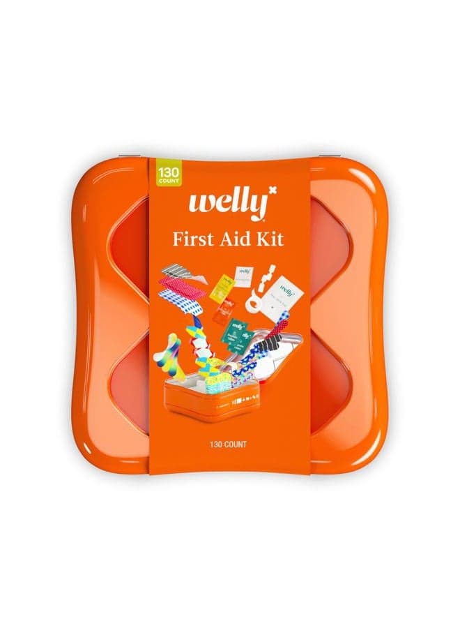 First Aid Kit - Adhesive Flexible Fabric and Waterproof Bandages, Tape and Non-Stick Pads, Butterfly Strips, Single Use Ointments Triple Antibiotic and Hydrocortisone, and Ibuprofen - 130 Count