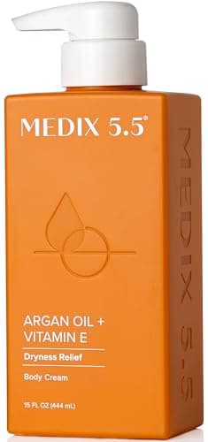 Medix 5.5 Argan Oil Cream + Vitamin E Anti Aging Skin Care Moisturizer Body Cream | Firming Body Lotion Reduces Look Of Wrinkles, Cellulite, Crepey Skin, & Uneven Skin Tone For Women & Men, 15 Fl Oz