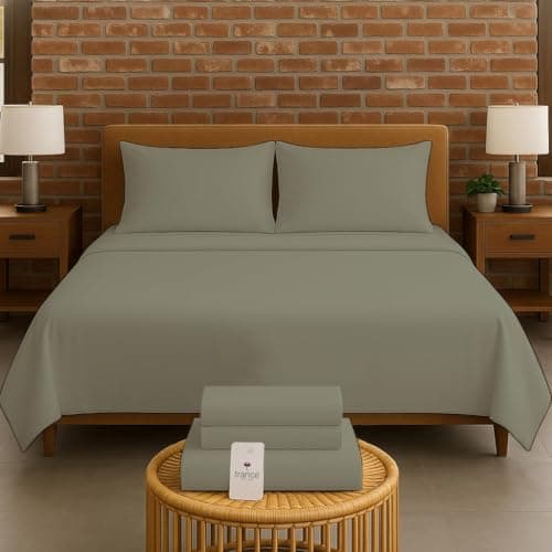 Trance Home Linen 300 TC Bamboo Flat King Size Bedsheet | Soft Breathable & Eco-Friendly Bedsheet with 2 Pillow Cover - (108 x 108 inch, Mocha)