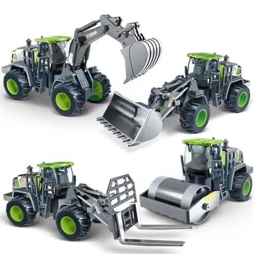 Coelon Unbreakable Engineering Vehicle Excavator Bulldozer Road Roller Forklift Realistic Shape Models Toy for Kids 2 Year and Above Toys Birthday Gift